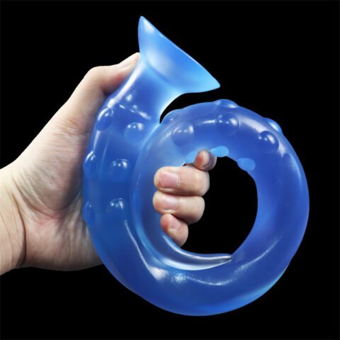 65cm Transparent Colorful Swirl Textured Anal Plug with Beaded Design
