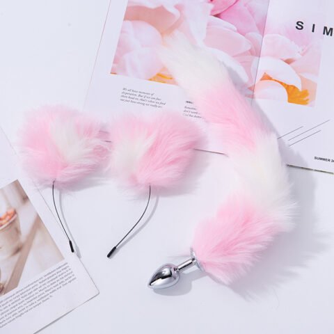 Enchanting Fox Tail Anal Plug & Rabbit Ears Set - Color Blocking Collection